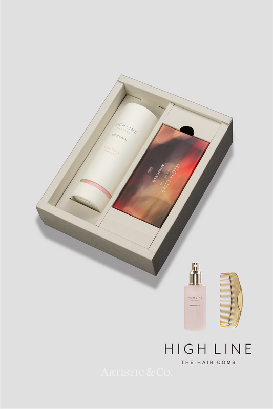 ハイライン ザ ヘアコーム 半月 ゴールド & ヘアオイルセットBOX